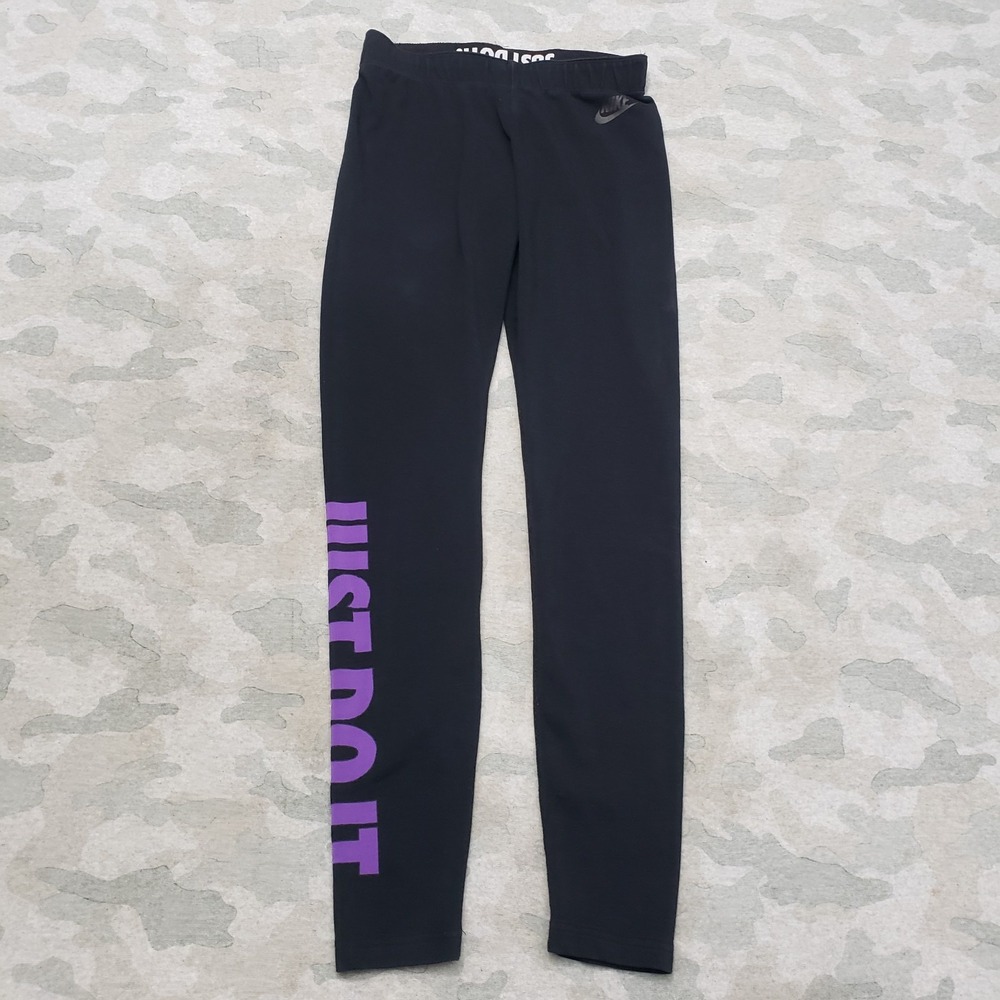 Nike Just Do It Pants Womens Small Black Pull On Gym Fitness Yoga